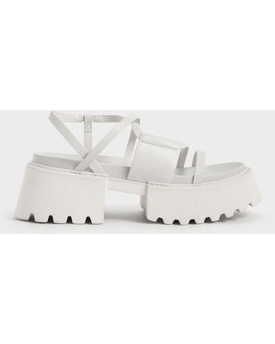 Charles & Keith Nadine Strappy Platform Sandals - White