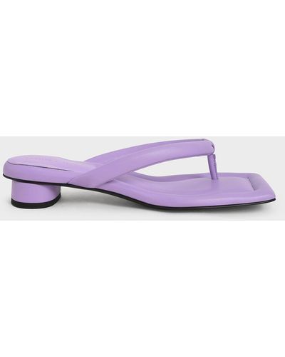 Charles & Keith Asymmetric-toe Puffy Thong Sandals - Purple