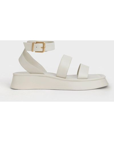 Charles & Keith Square Toe Ankle-strap Sandals - Multicolor