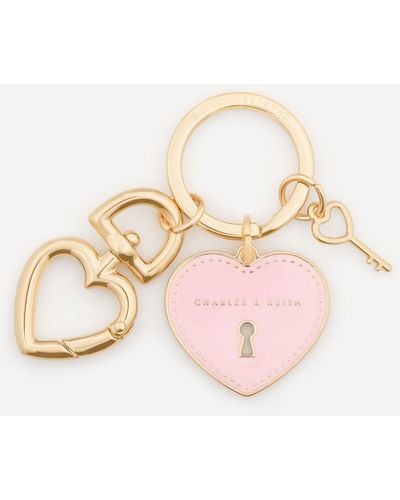 Charles & Keith Heart Lock Keychain - Pink