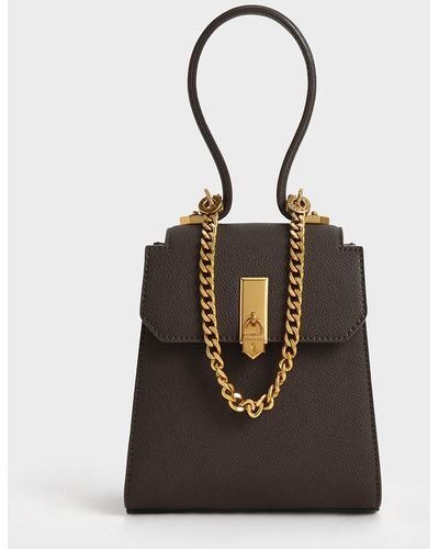 Charles & Keith Geometric Top Handle Chain-link Bag - Multicolor