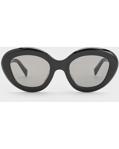 Charles & Keith Recycled Acetate Cateye Sunglasses - Grey