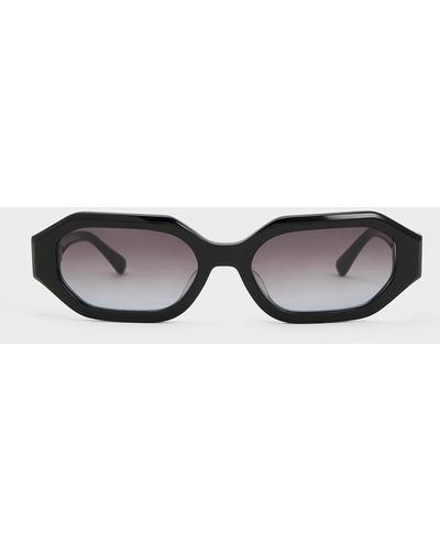 Charles & Keith Gabine Swarovski Crystal Oval Sunglasses - Black
