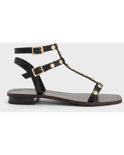 Charles & Keith Studded Gladiator Sandals - Black