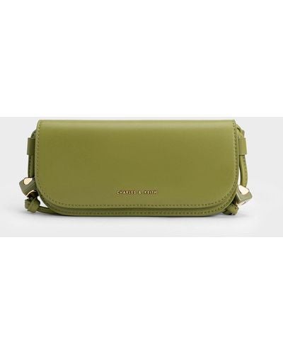 Charles & Keith Cube Knotted Elongated Crossbody Bag - Green