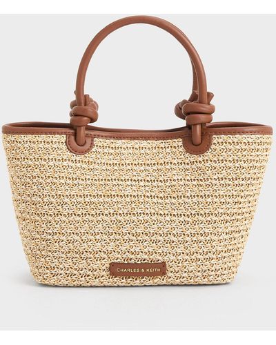 Charles & Keith Sabine Raffia Knotted-handle Tote Bag - Multicolor