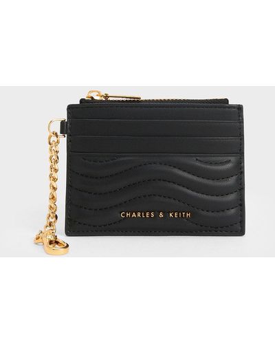 Charles & Keith Aubrielle Stitch-trim Zip Card Holder - Black