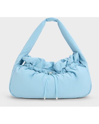 Charles & Keith Maisy Ruched Hobo Bag - Blue