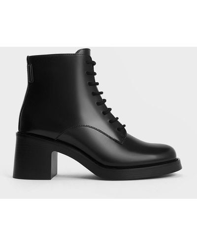 Charles & Keith Hester Block Heel Ankle Boots - Black