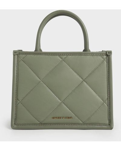 Charles & Keith Celia Quilted Tote Bag - Green