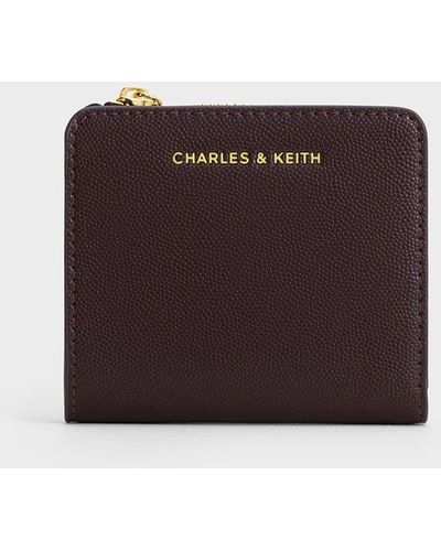 Charles & Keith Top Zip Small Wallet - Purple