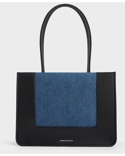 Charles & Keith Daylla Denim Tote Bag - Blue