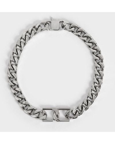 Charles & Keith Gabine Chain-link Choker Necklace - Metallic
