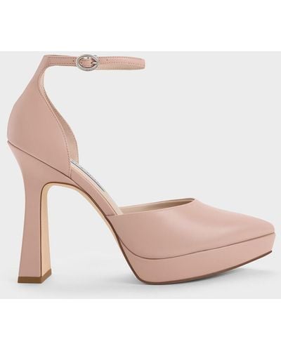 Charles & Keith Ankle Strap D'orsay Court Shoes - Pink