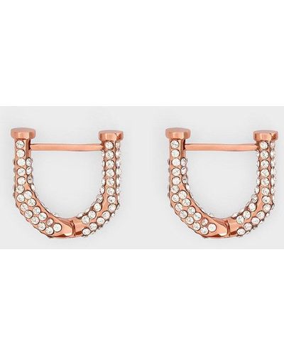 Charles & Keith Gabine Swarovski Crystal Huggie Earrings - Metallic
