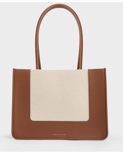 Charles & Keith Daylla Canvas Tote Bag - White