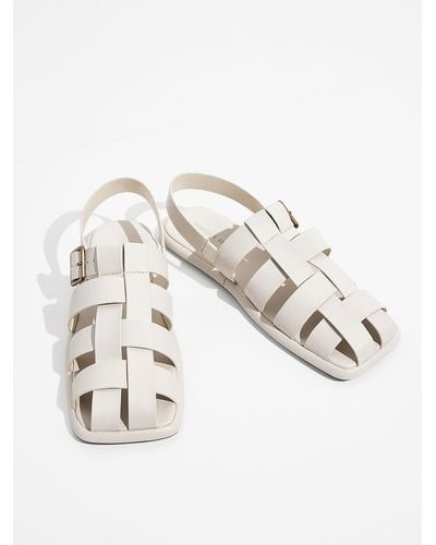Charles & Keith Metallic Buckle Caged Slingback Sandals
