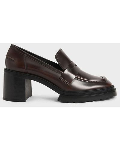 Charles & Keith Penny Loafer Court Shoes - Brown