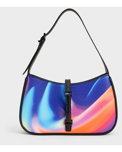 Charles & Keith Cesia Holographic Shoulder Bag - Blue