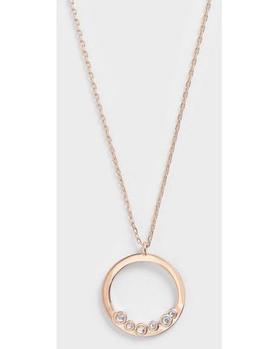Charles & Keith Swarovski® Crystal Studded Pendant Necklace - Metallic
