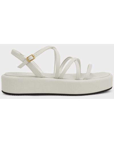 Charles & Keith Strappy Padded Flatforms - White