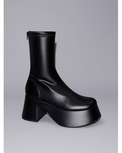 Charles & Keith Rubina Platform Calf Boots - Black