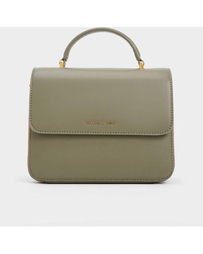 Charles & Keith Front Flap Top Handle Bag - Green