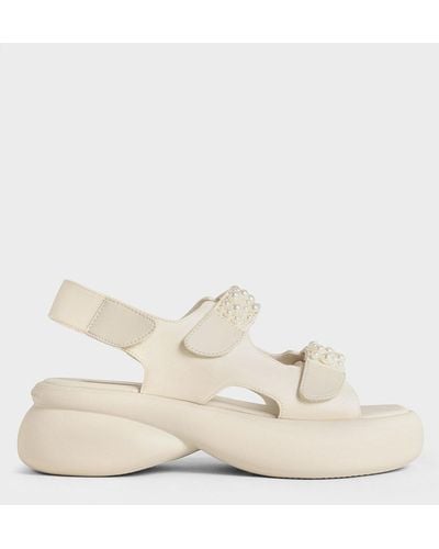 Charles & Keith Beaded-strap Sports Sandals - Natural