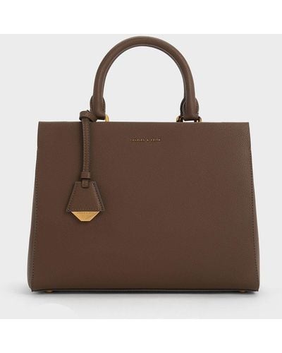 Charles & Keith Mirabelle Structured Top Handle Bag - Brown
