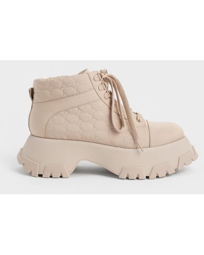 Charles & Keith Recycled Polyester High-top Trainers - Natural