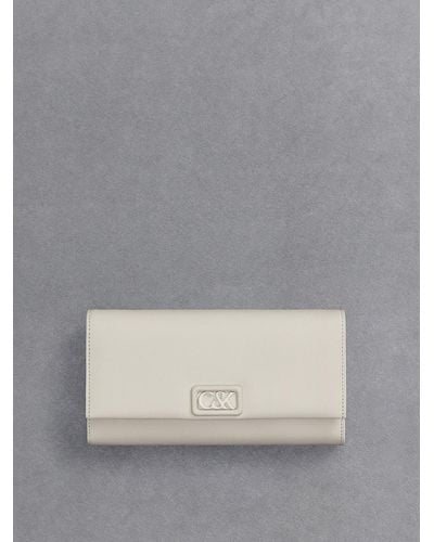 Charles & Keith Leather Chain-strap Wallet - Gray