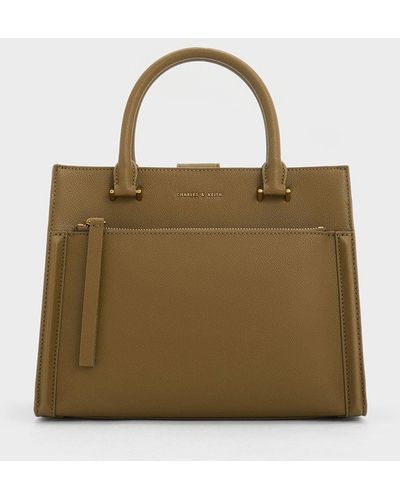 Charles & Keith Anwen Structured Tote Bag - Green