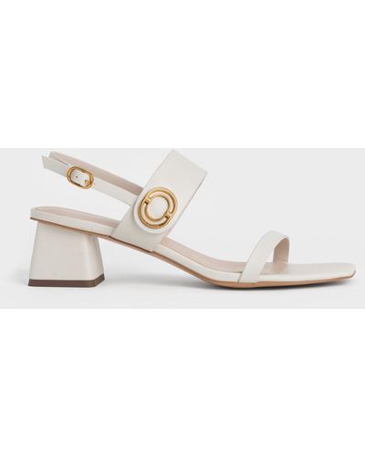 Charles & Keith Metallic Accent Trapeze Heel Sandals - Multicolour