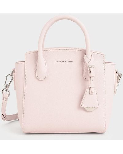 Charles & Keith Harper Structured Top Handle Bag - Pink