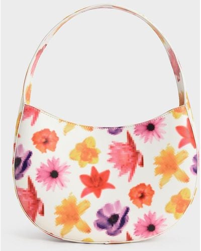 Charles & Keith Coda Floral-print Top Handle Hobo Bag - Multicolour