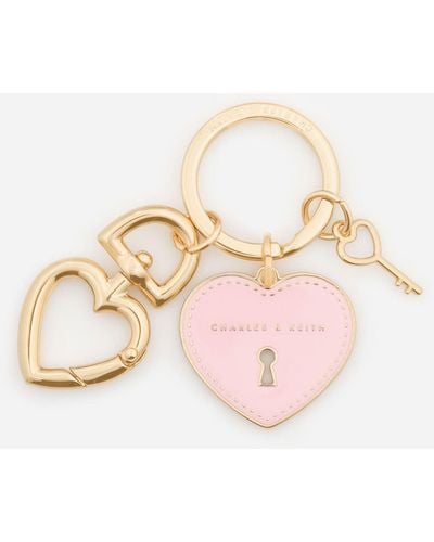 Charles & Keith Heart Lock Keychain - Pink
