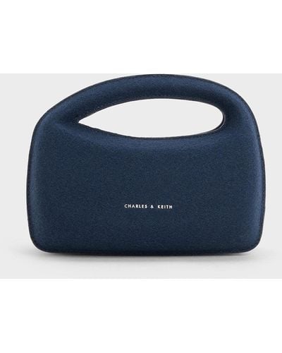 Charles & Keith Mini Cocoon Textured Top Handle Bag - Blue