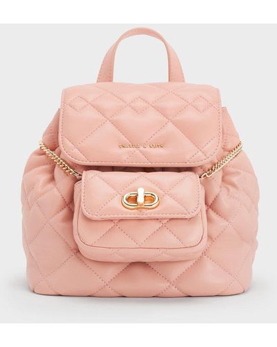 Charles & Keith Aubrielle Quilted Backpack - Pink