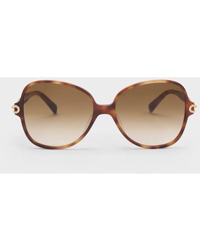 Charles & Keith Chain-link Oversized Butterfly Sunglasses - Natural
