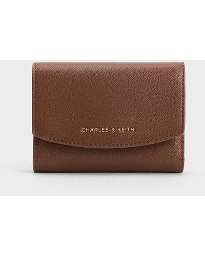 Charles & Keith Curved Front Flap Wallet - Brown