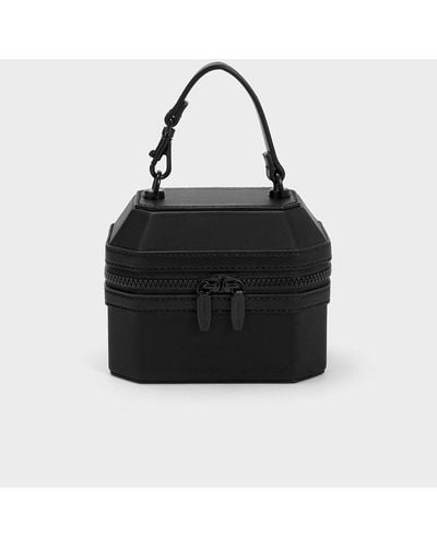 Charles & Keith Geometric Boxy Top Handle Bag - Black