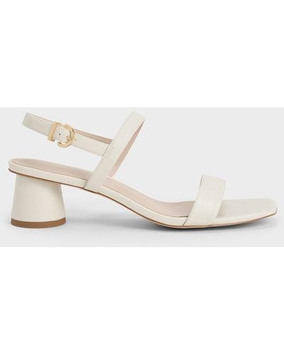 Charles & Keith Cylindrical Heel Back Strap Sandals - Natural