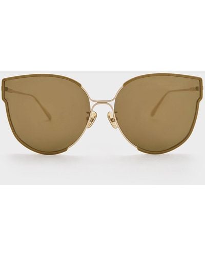 Charles & Keith Thin-rim Butterfly Sunglasses - Natural