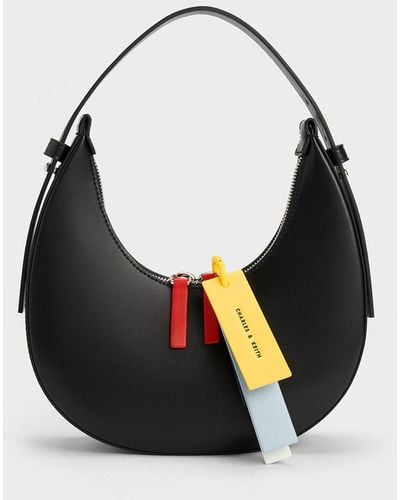 Charles Keith Metal Half Round Lady Chain Shoulder Bag Black Up To 60% Off
