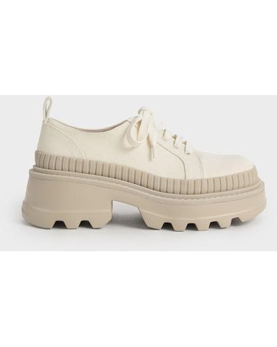 Charles & Keith Canvas Low-top Chunky Sneakers - Natural