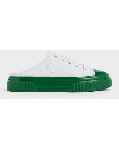 Charles & Keith Kay Two-tone Slip-on Trainers - Green