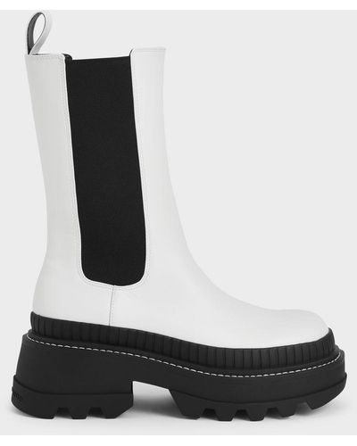 Charles & Keith Rhys Chelsea Calf Boots - White