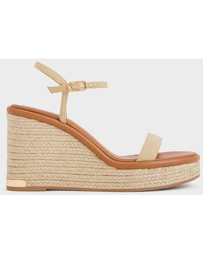 Charles & Keith Woven Espadrille Wedges - Natural