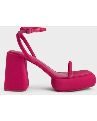 Charles & Keith Lucile Satin Platform Sandals - Pink