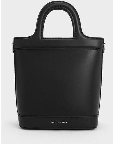 Bronte Top Handle Bucket Bag - Black